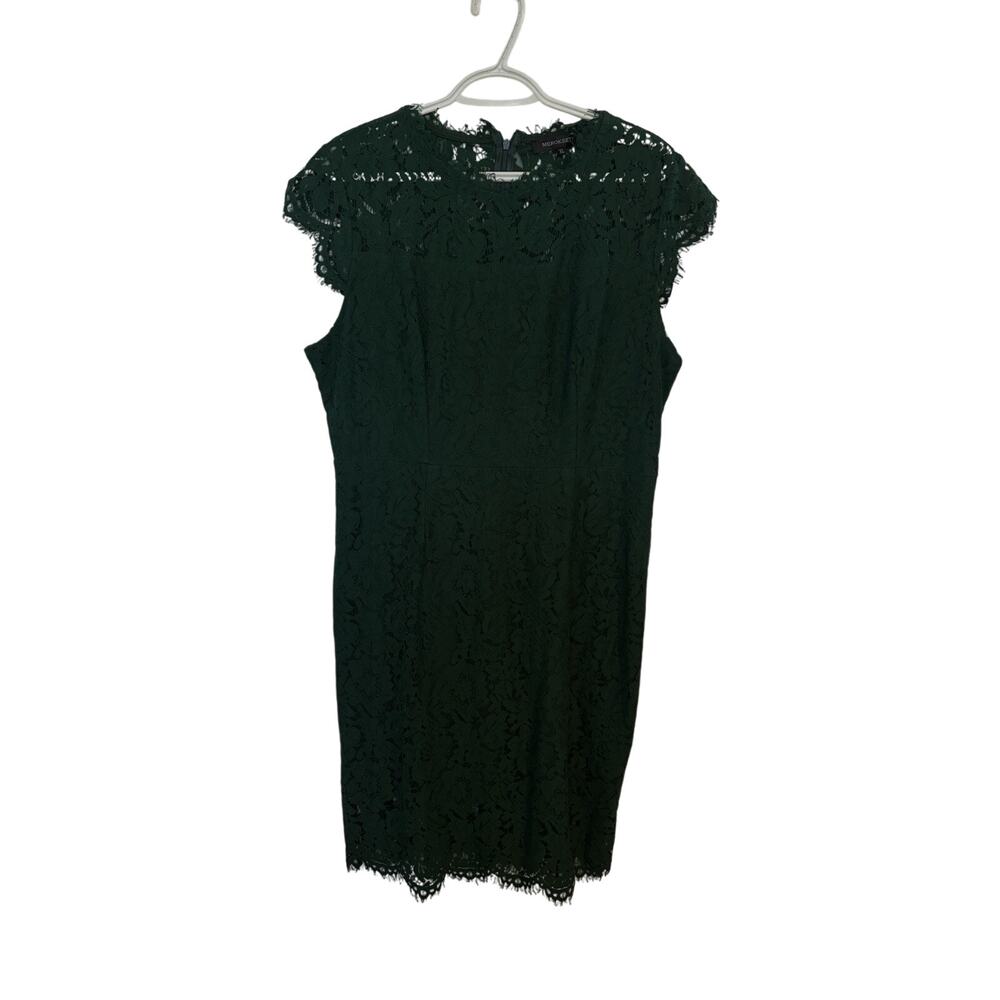 Merokeety Green Lace Floral Cocktail Dress Size XL Knee Length Wedding Guest